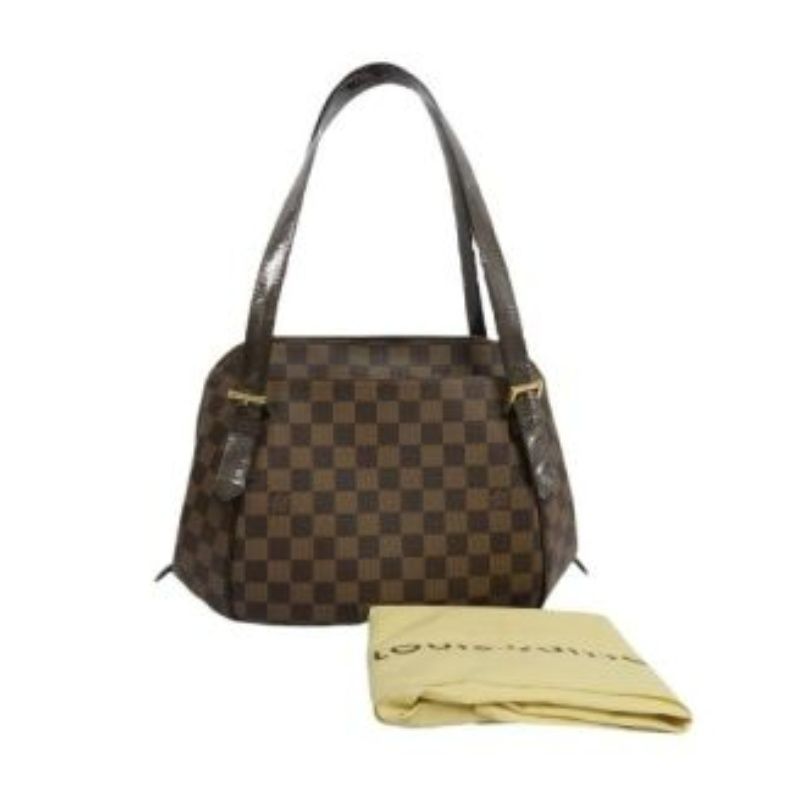LOUIS VUITTON (LV) Damier Ebene Belem MM Brown Handbag, with Dust Bag