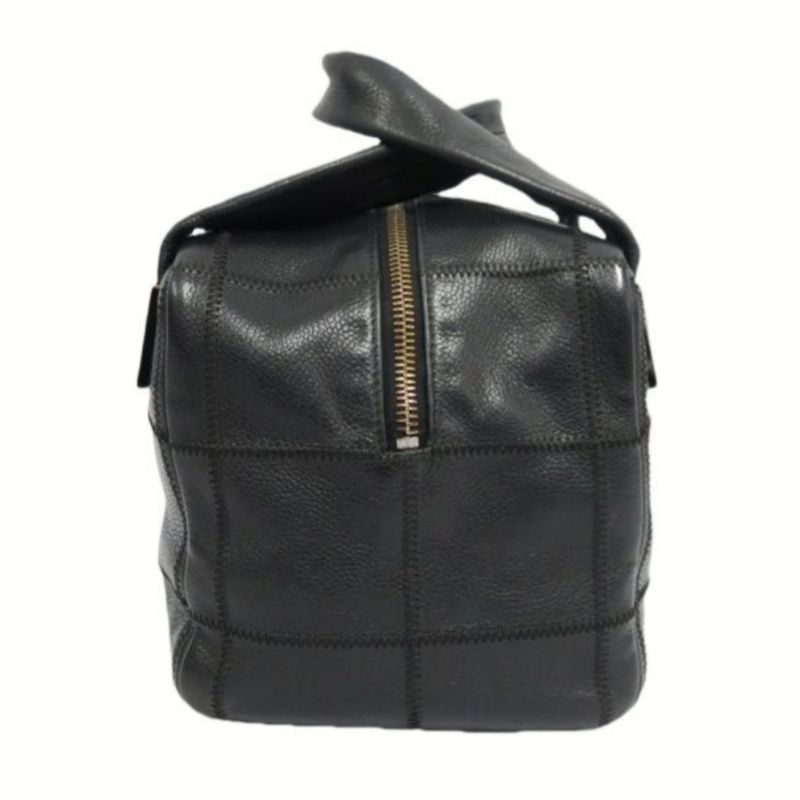 CHANEL Chocolate Bar Black Lambskin Handbag with Guarantee Card