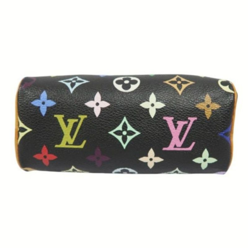 LOUIS VUITTON Multicolor Black Nano Speedy Handbag with Shoulder Strap