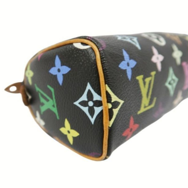 LOUIS VUITTON Multicolor Black Nano Speedy Handbag with Shoulder Strap