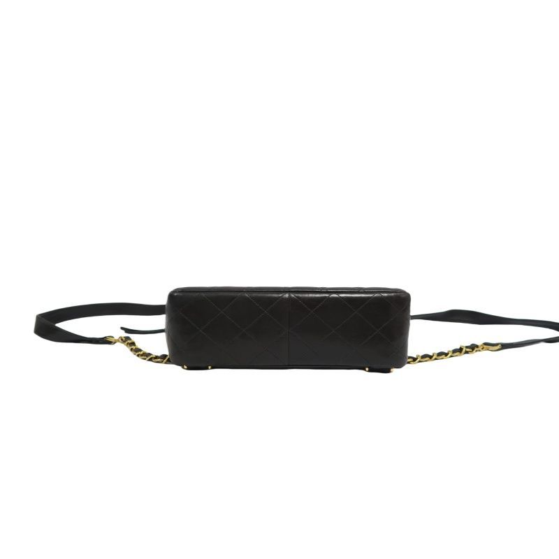 CHANEL Quilted Lambskin Backpack, Black, Gold-Tone Hardware, With Dust Bag (Fair Condition)