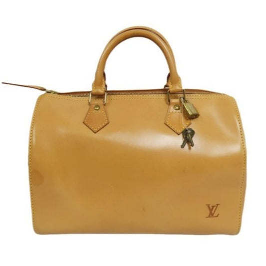 LOUIS VUITTON (LV) Nomade Leather Speedy 30 Beige Handbag with Padlock and 2 Keys