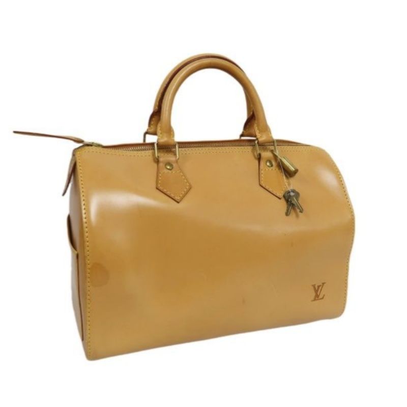 LOUIS VUITTON (LV) Nomade Leather Speedy 30 Beige Handbag with Padlock and 2 Keys