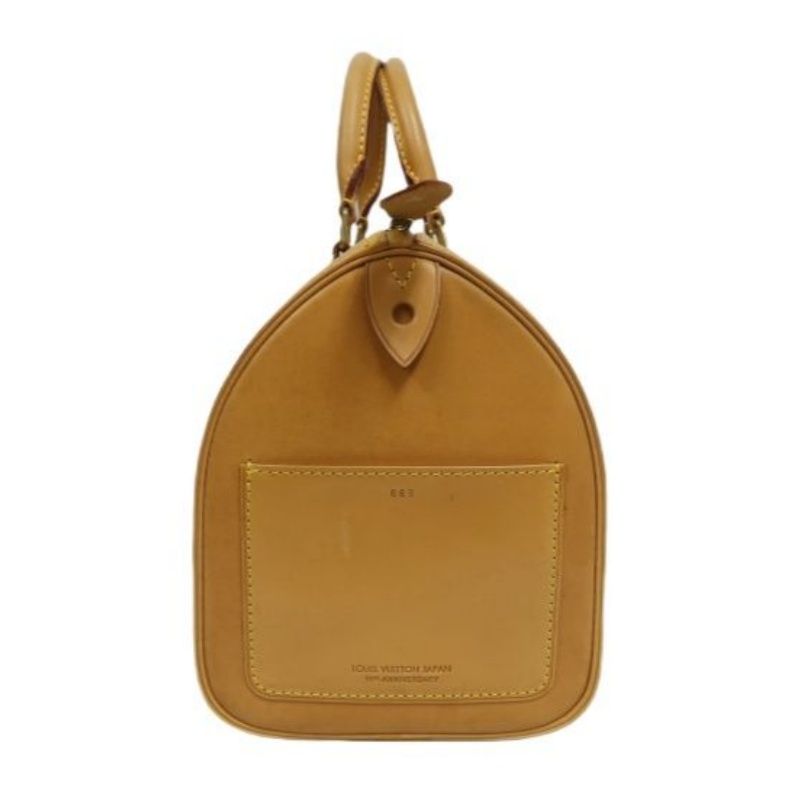LOUIS VUITTON (LV) Nomade Leather Speedy 30 Beige Handbag with Padlock and 2 Keys