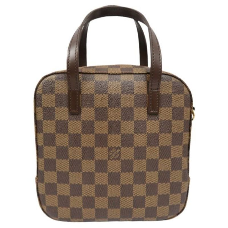LOUIS VUITTON N48021 Damier Ebene Brown Spontini Handbag with Shoulder Strap