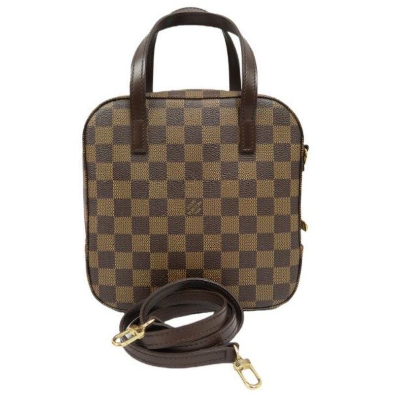 LOUIS VUITTON N48021 Damier Ebene Brown Spontini Handbag with Shoulder Strap