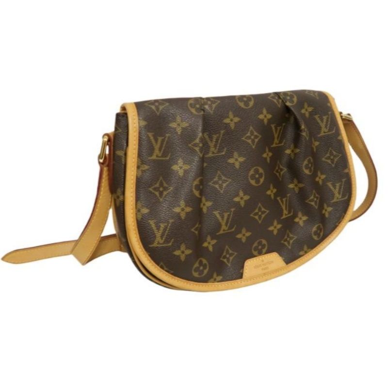 LOUIS VUITTON Monogram Menilmontant PM Brown Crossbody Shoulder Bag