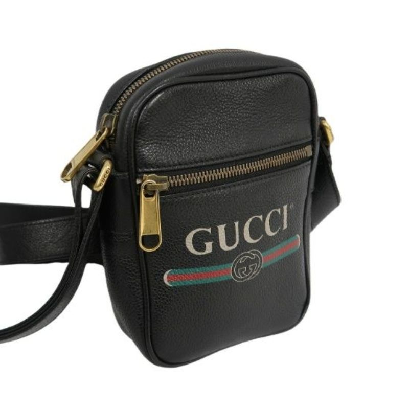 GUCCI Black Cowhide Vintage Logo Crossbody Shoulder Bag