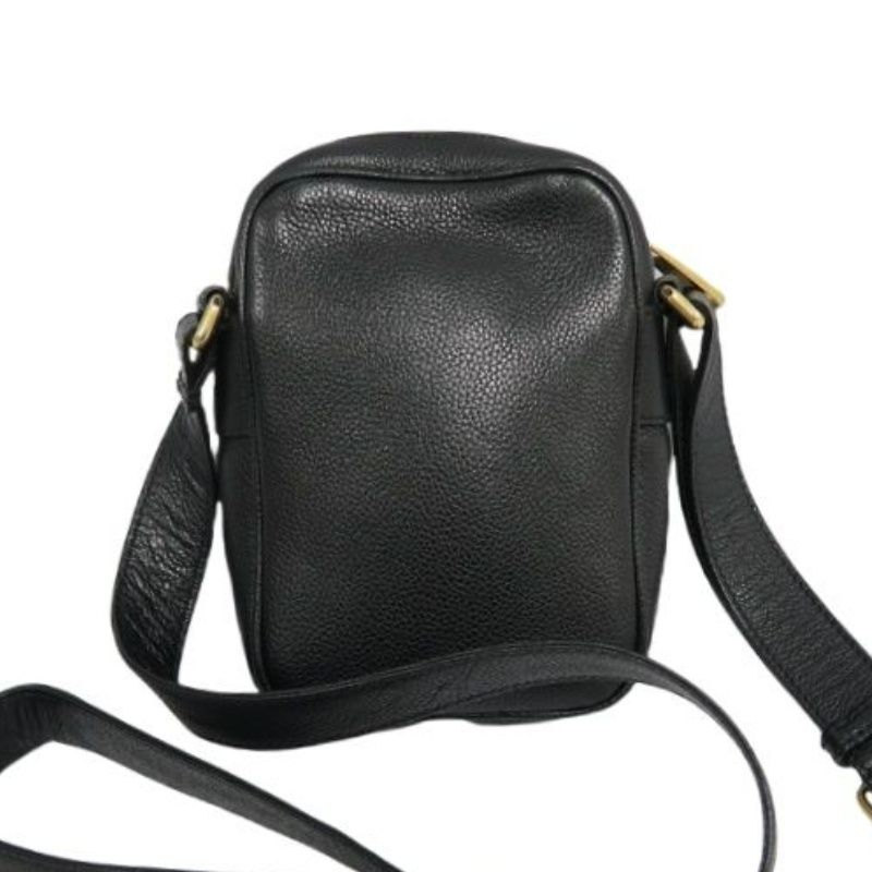 GUCCI Black Cowhide Vintage Logo Crossbody Shoulder Bag