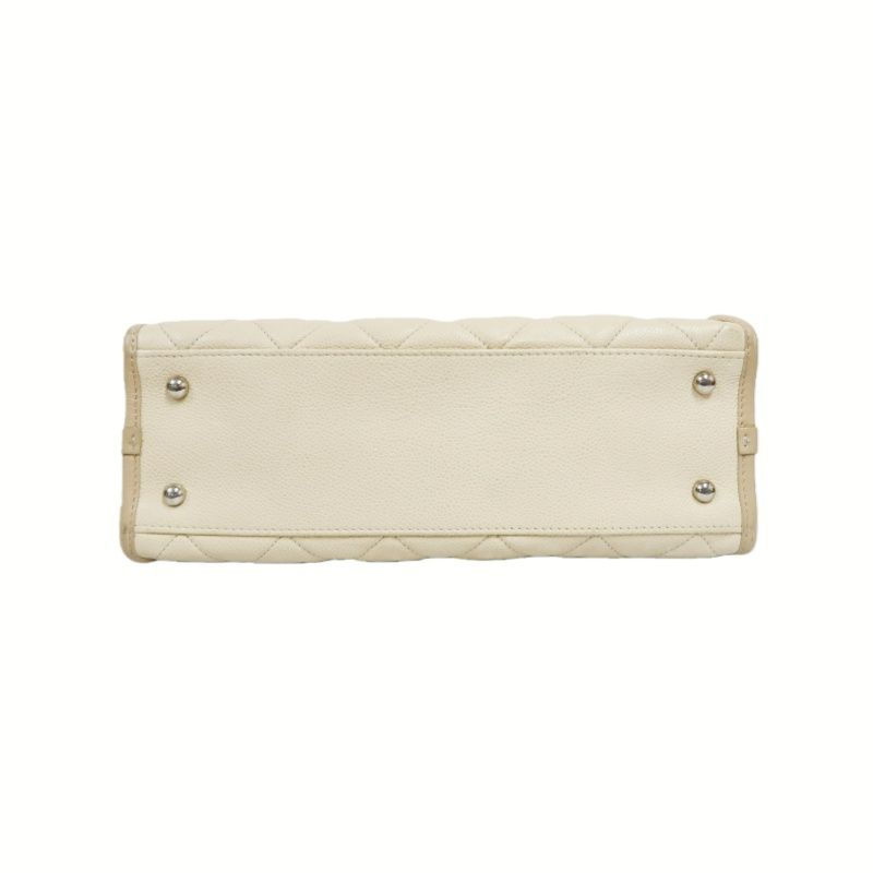 CHANEL Beige Quilted Calfskin Crossbody Bag with Silver Hardware