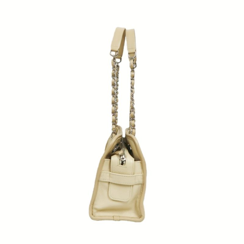 CHANEL Beige Quilted Calfskin Crossbody Bag with Silver Hardware