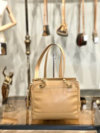 CHANEL Caviar Leather Triple Coco Shoulder Bag (Beige, Gold Hardware, with Guarantee Card)
