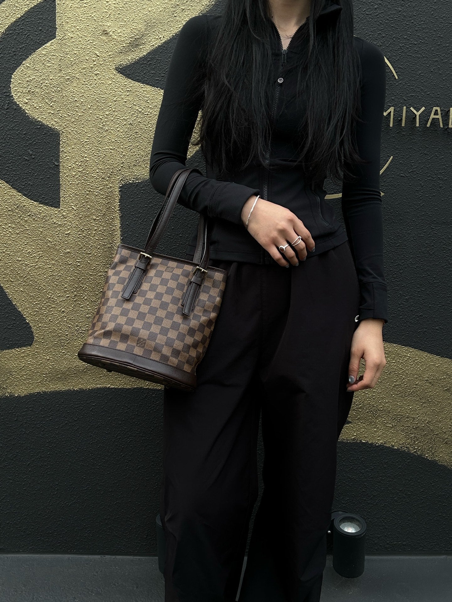 LOUIS VUITTON Marelle (Nicknamed "Picnic Basket"), Damier Coated Canvas, Hand & Shoulder Bag, Brown, with Pouch