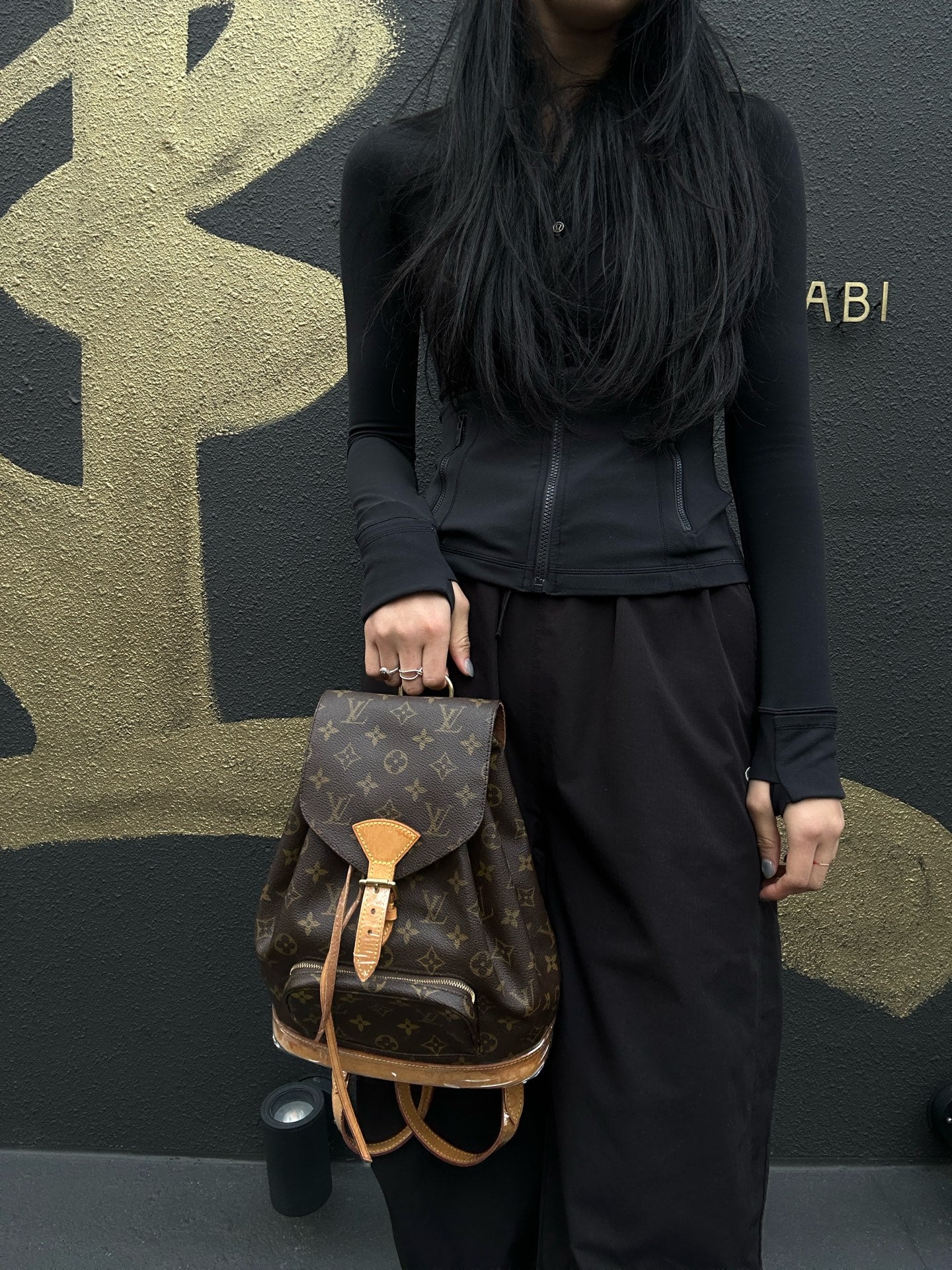 LOUIS VUITTON Montsouris MM, Monogram Coated Canvas, Backpack, Brown