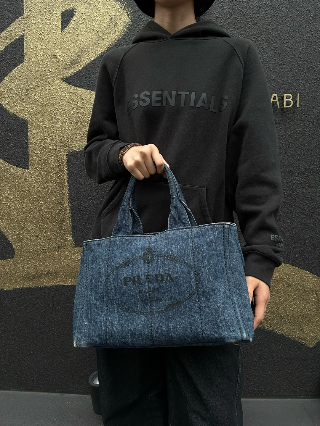 PRADA Blue Denim Canapa Tote Bag (With Guarantee Card & Dust Bag)