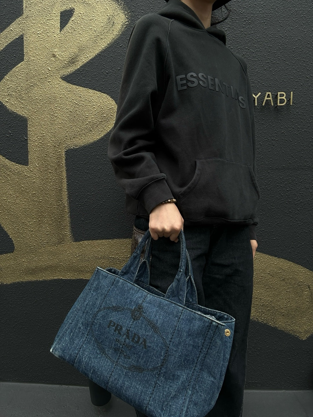 PRADA Blue Denim Canapa Tote Bag (With Guarantee Card & Dust Bag)