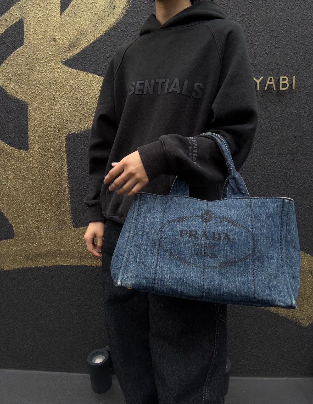 PRADA Blue Denim Canapa Tote Bag (With Guarantee Card & Dust Bag)