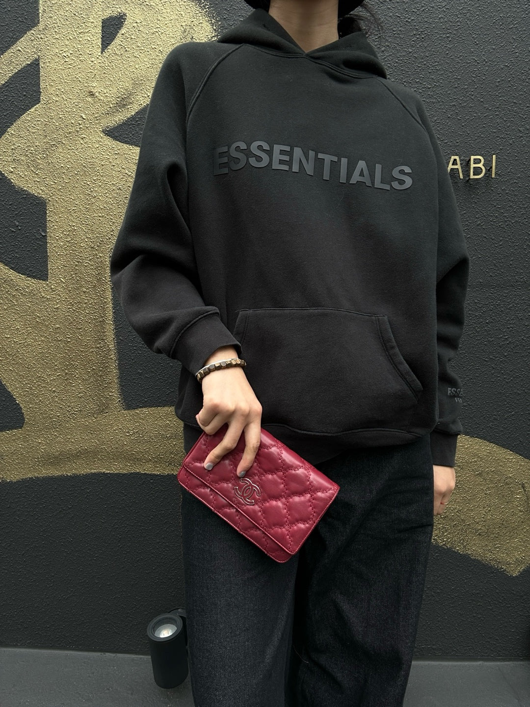 CHANEL Matelassé Chain Wallet Shoulder Bag, Lambskin, Red, Silver Hardware