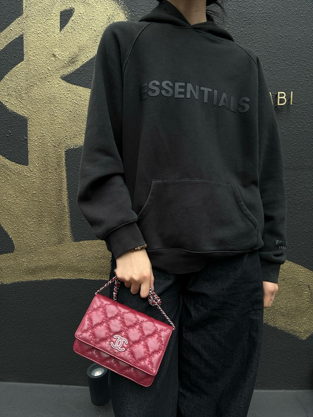 CHANEL Matelassé Chain Wallet Shoulder Bag, Lambskin, Red, Silver Hardware