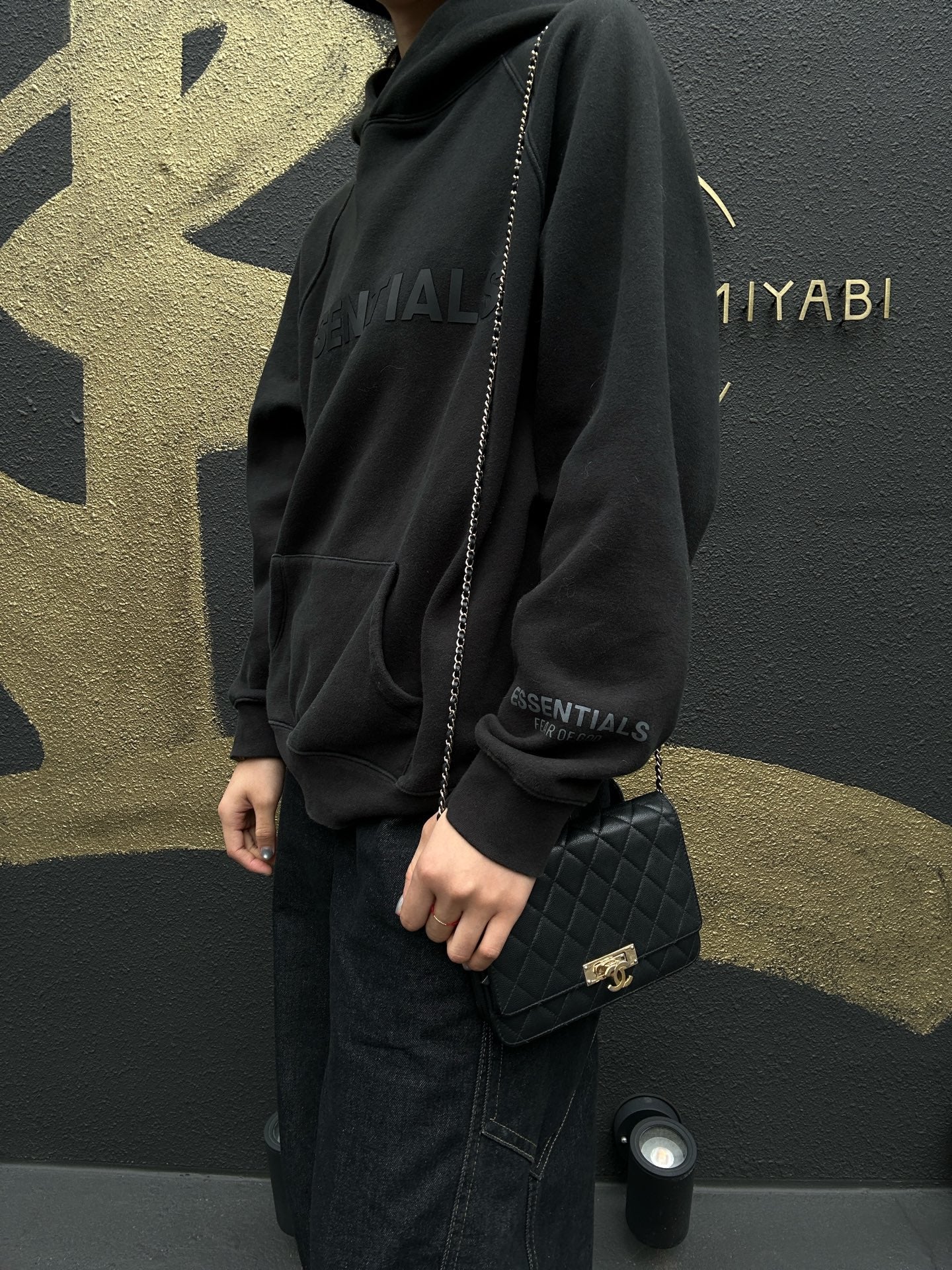 CHANEL Matelassé Chain Wallet Flap Crossbody Bag, Caviar Skin, Black, Gold Hardware, With Guarantee Card