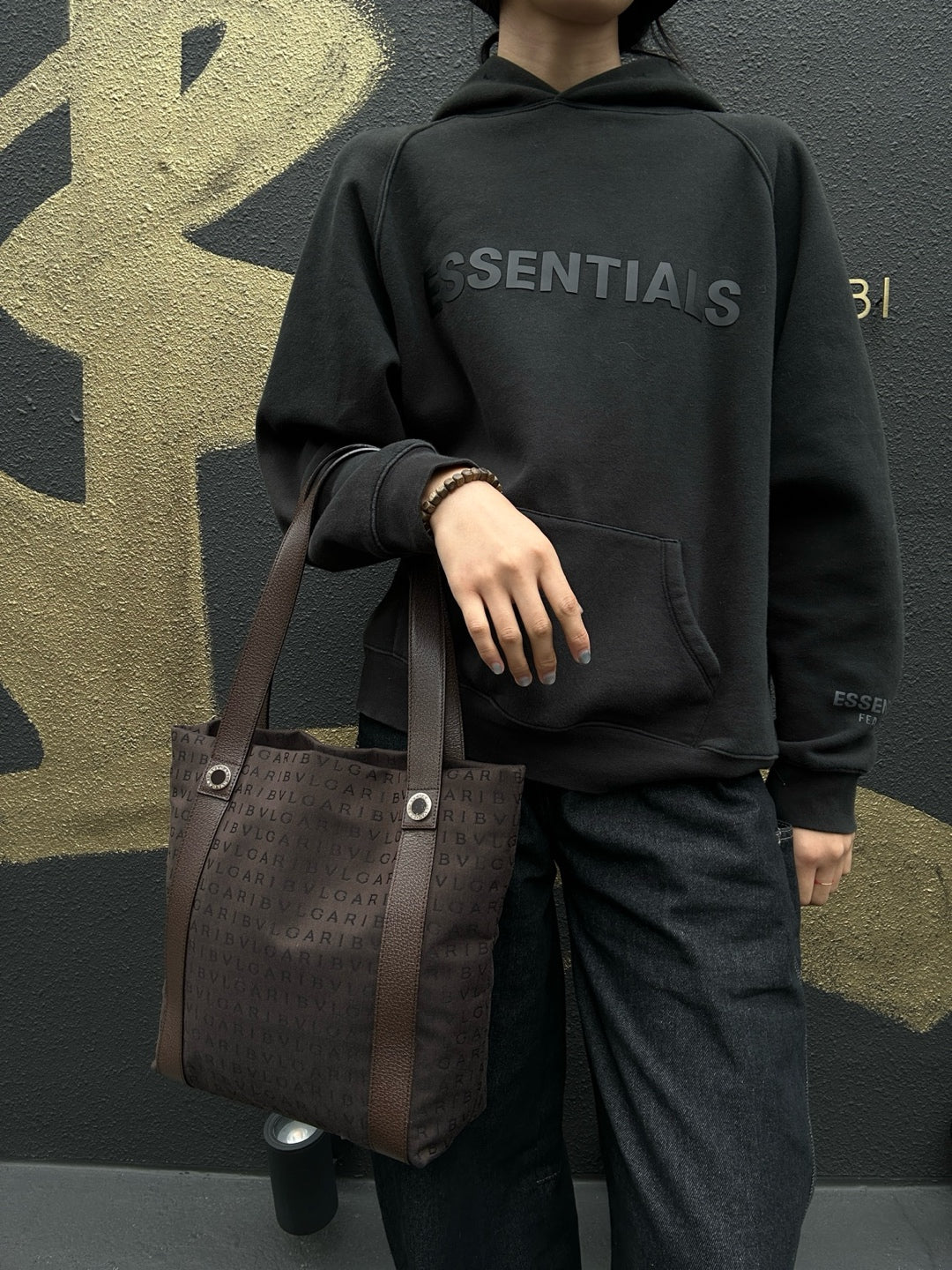 BVLGARI Brown Printed Canvas Tote Bag (With Dust Bag)