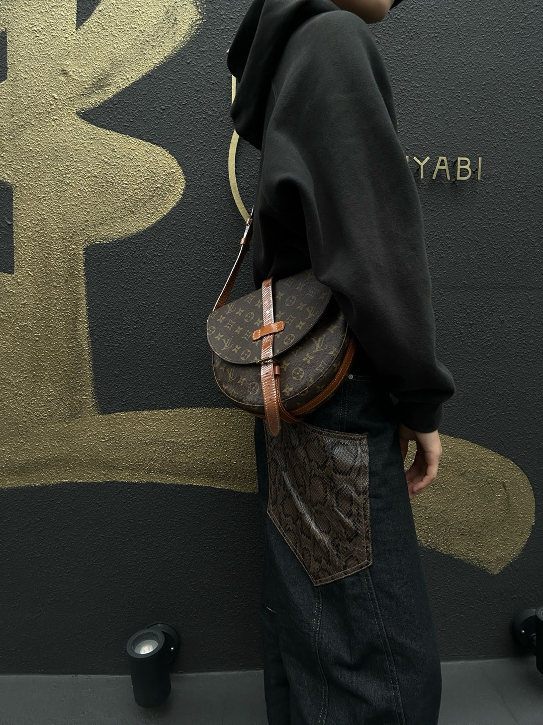 LOUIS VUITTON Monogram Chantilly Shield Design Brown Coated Canvas Shoulder Bag