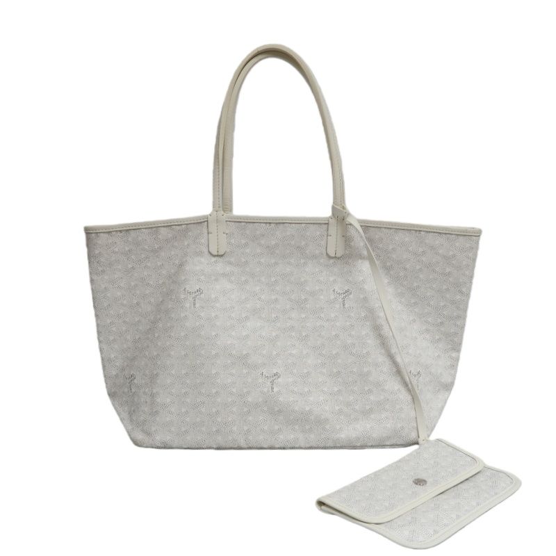 GOYARD Saint Louis PM Tote Bag, White, with Pouch