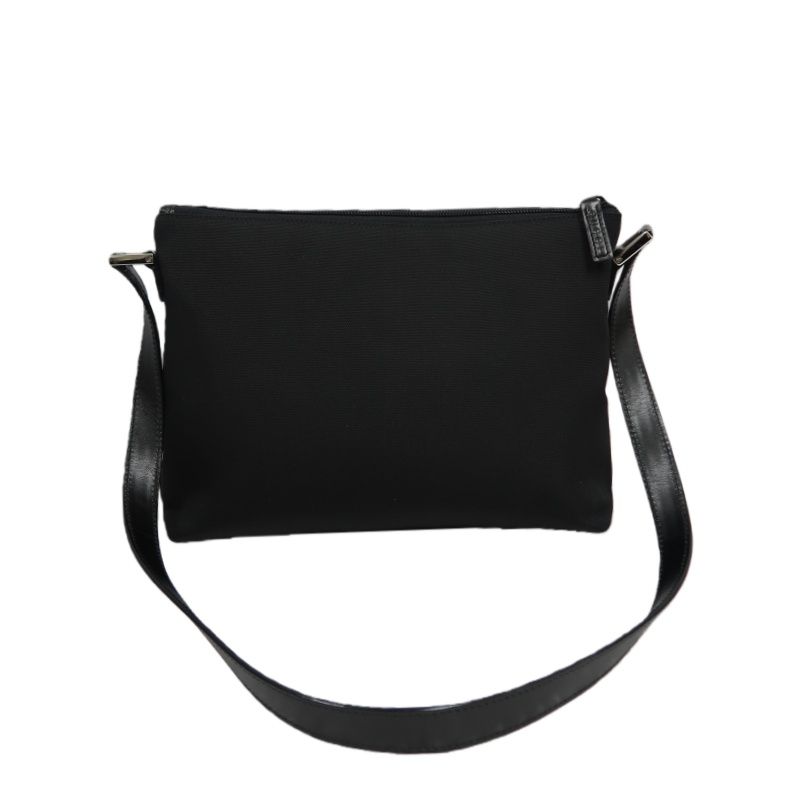 GUCCI Shoulder Bag, Black Canvas, Silver Hardware