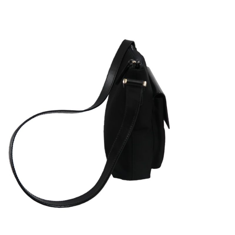 GUCCI Shoulder Bag, Black Canvas, Silver Hardware