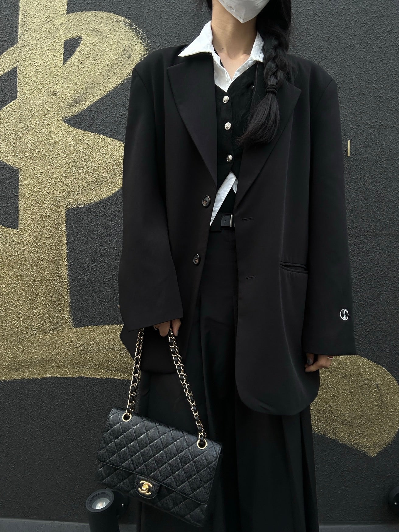 CHANEL Classic Flap Matelassé Shoulder Bag, Caviar Skin, Black, Gold Hardware