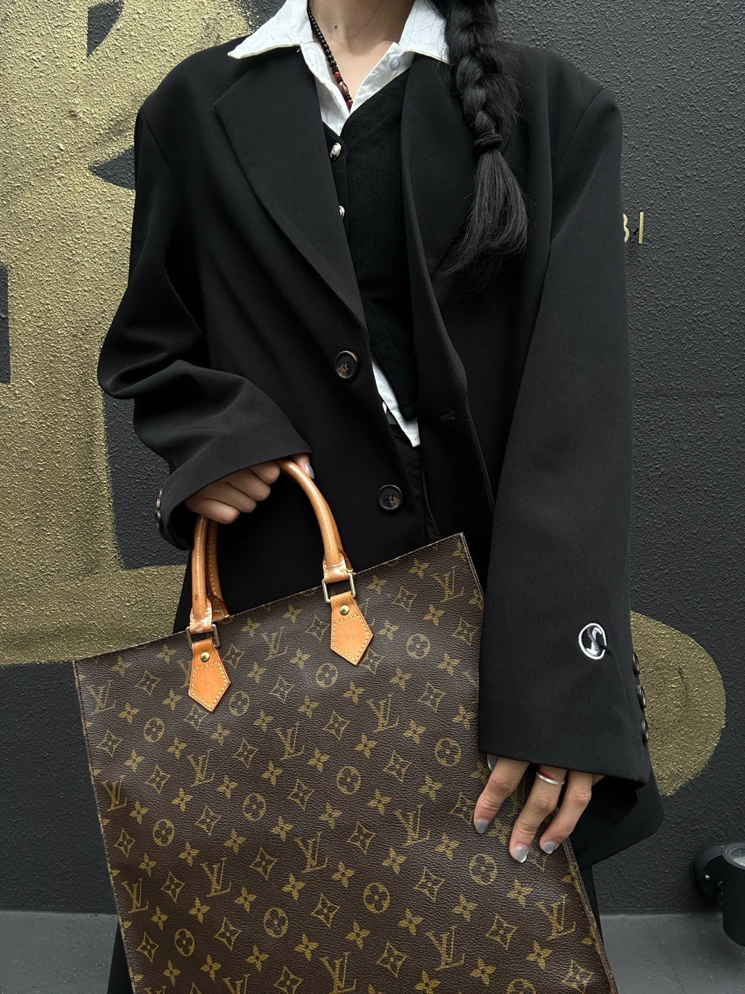 LOUIS VUITTON Sac Plat Handbag, Brown Monogram PVC Coated Canvas