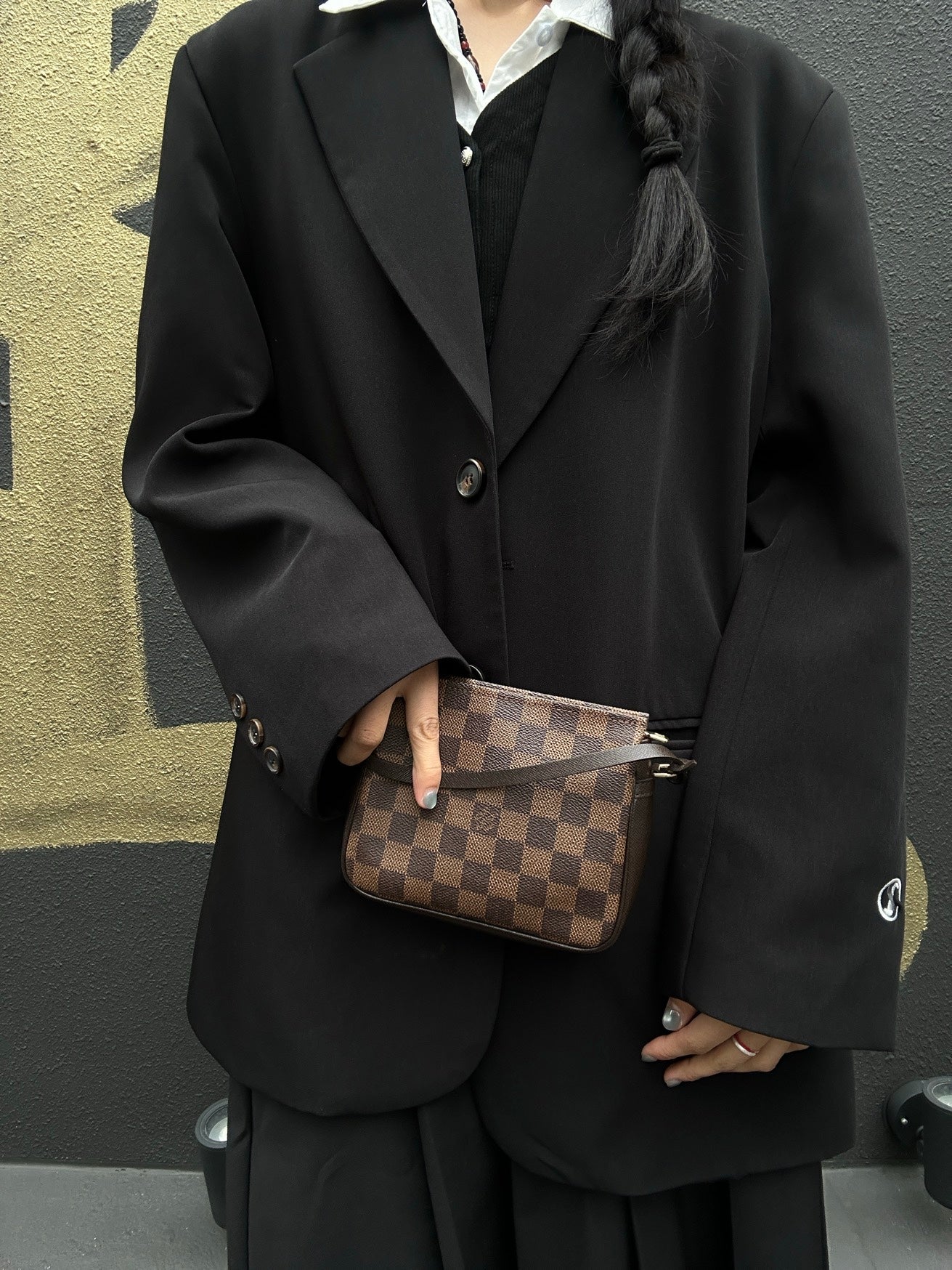 LOUIS VUITTON True Make Up Damier Ebene Pouch Handbag
