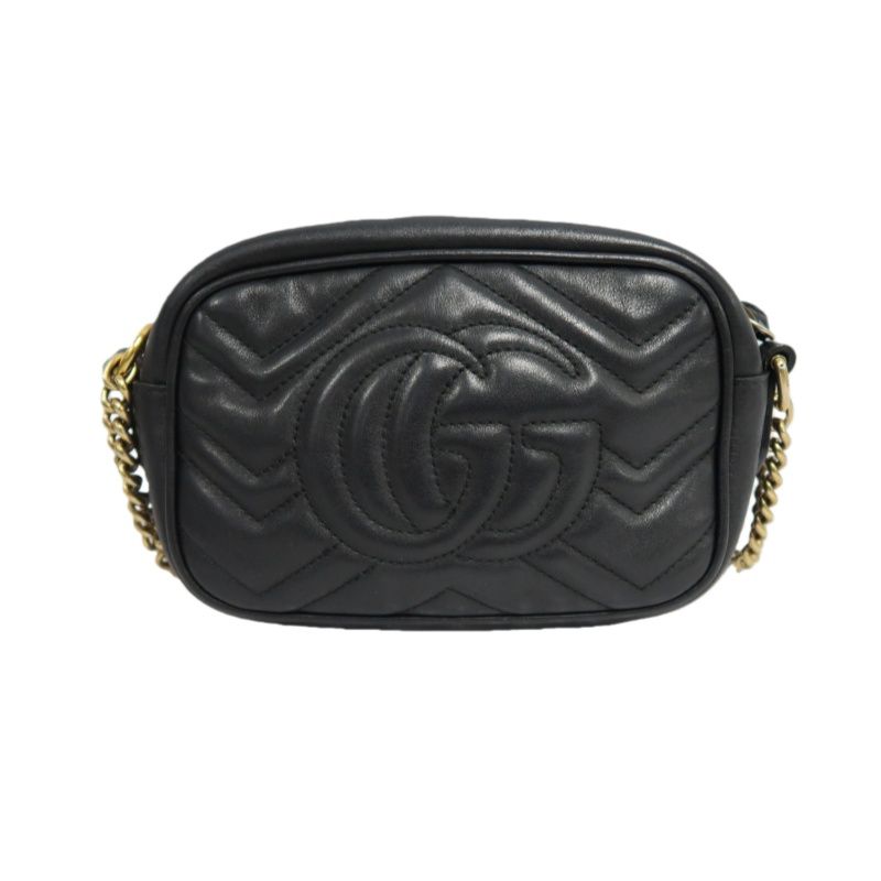 GUCCI GG Marmont Camera Bag, Lambskin, Black, Gold Hardware