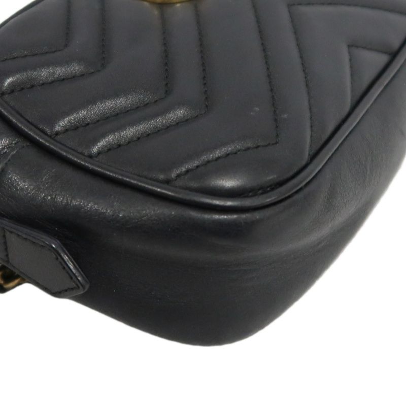 GUCCI GG Marmont Camera Bag, Lambskin, Black, Gold Hardware