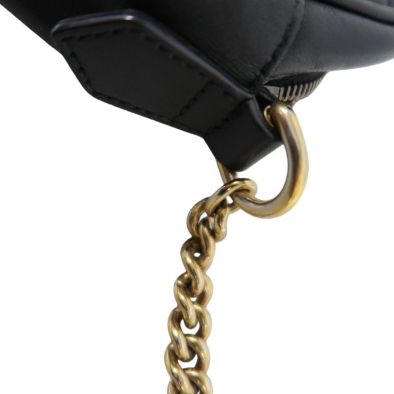 GUCCI GG Marmont Camera Bag, Lambskin, Black, Gold Hardware