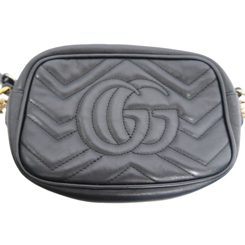 GUCCI GG Marmont Camera Bag, Lambskin, Black, Gold Hardware