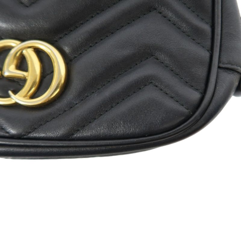 GUCCI GG Marmont Camera Bag, Lambskin, Black, Gold Hardware