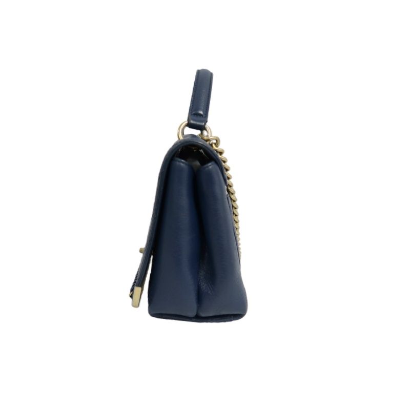 CHANEL V-Stitch Handbag & Shoulder Bag, Leather, Navy, Gold Hardware