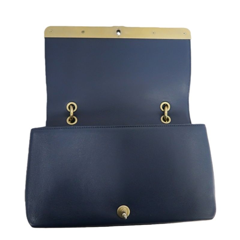 CHANEL V-Stitch Handbag & Shoulder Bag, Leather, Navy, Gold Hardware