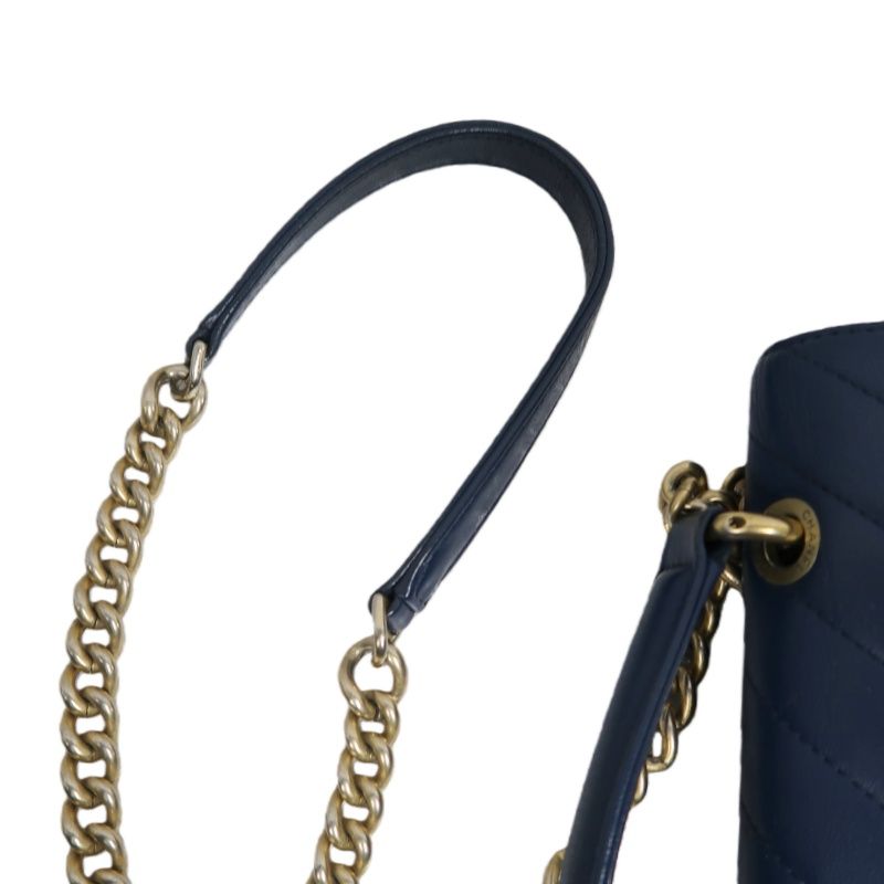 CHANEL V-Stitch Handbag & Shoulder Bag, Leather, Navy, Gold Hardware