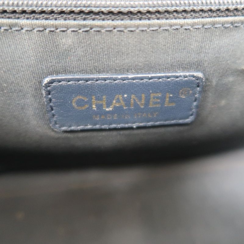 CHANEL V-Stitch Handbag & Shoulder Bag, Leather, Navy, Gold Hardware