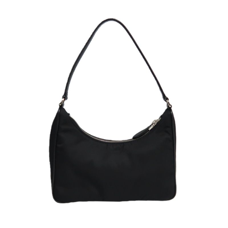 PRADA Handbag, Nylon, Beige with Silver Hardware, Detachable Shoulder Strap Included, Pouch Included, Dust Bag Included