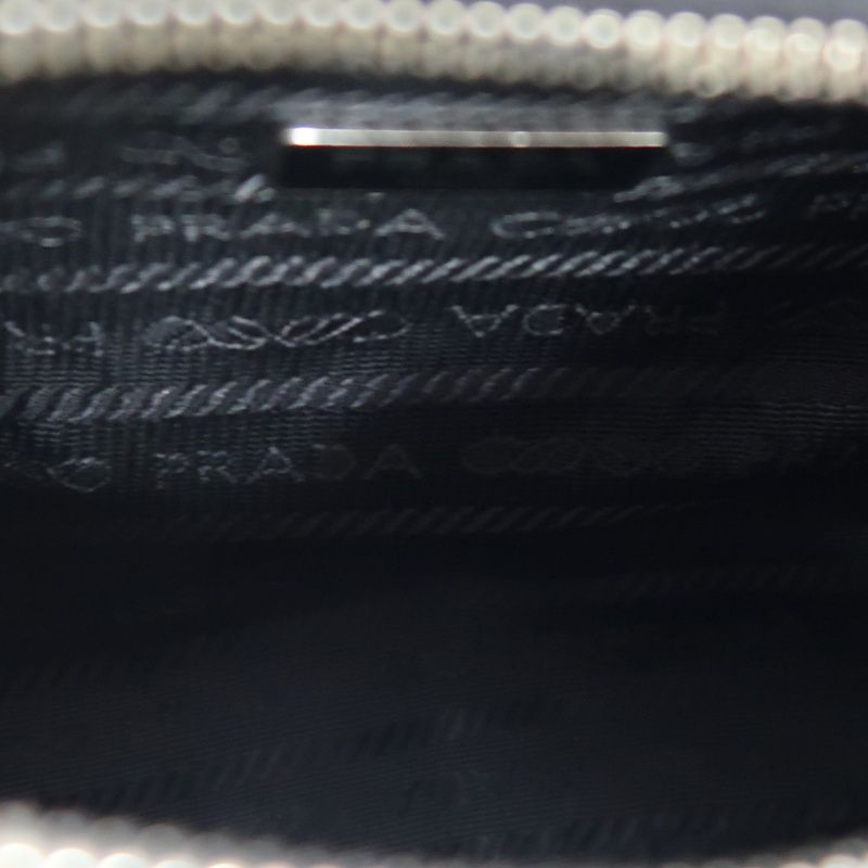 PRADA Handbag, Nylon, Beige with Silver Hardware, Detachable Shoulder Strap Included, Pouch Included, Dust Bag Included