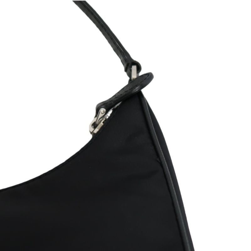 PRADA Handbag, Nylon, Beige with Silver Hardware, Detachable Shoulder Strap Included, Pouch Included, Dust Bag Included