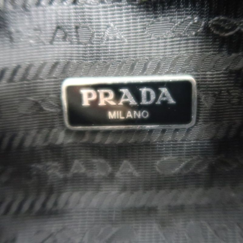 PRADA Handbag, Nylon, Beige with Silver Hardware, Detachable Shoulder Strap Included, Pouch Included, Dust Bag Included