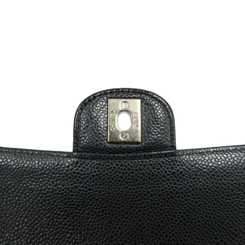 CHANEL Classic Flap Quilted Shoulder Bag, Caviar Leather, Black with Silver Hardware
