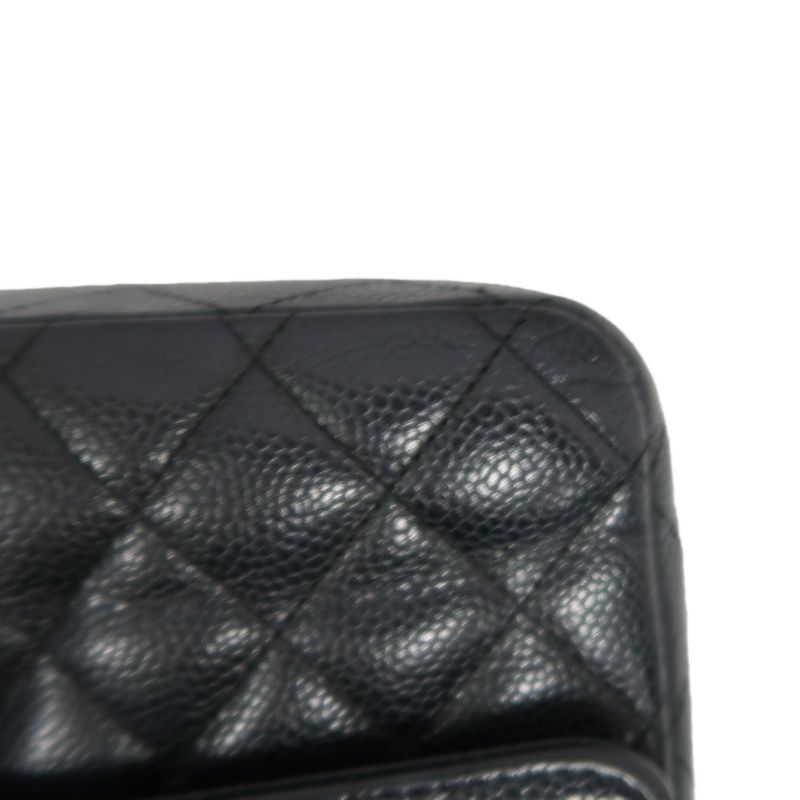CHANEL Classic Flap Quilted Shoulder Bag, Caviar Leather, Black with Silver Hardware