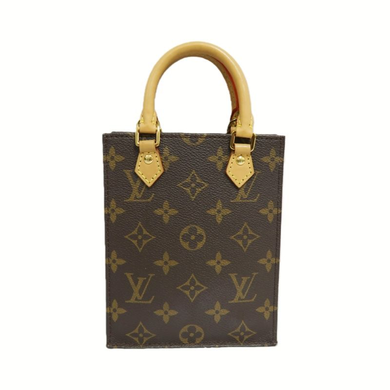 LOUIS VUITTON Sac Plat BB Monogram PVC Canvas Handbag, Brown, with Shoulder Strap