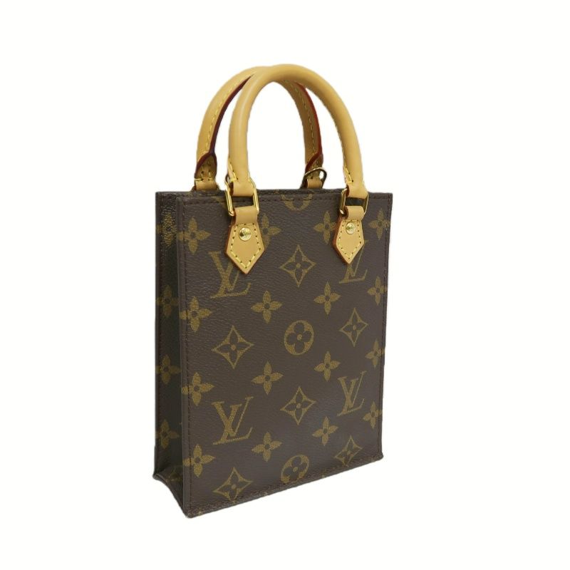 LOUIS VUITTON Sac Plat BB Monogram PVC Canvas Handbag, Brown, with Shoulder Strap