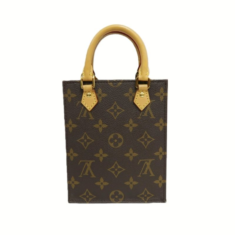 LOUIS VUITTON Sac Plat BB Monogram PVC Canvas Handbag, Brown, with Shoulder Strap